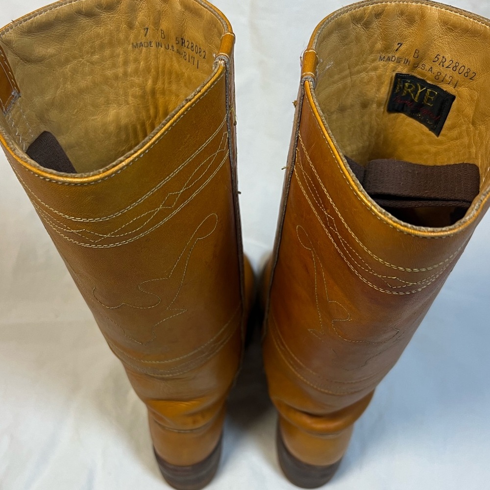 Vintage 1970s Frye Campus Taurus Stitch Black Label Boots Made in USA 7B - Picture 5 of 11